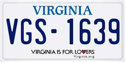 VA license plate VGS1639