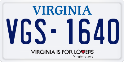 VA license plate VGS1640