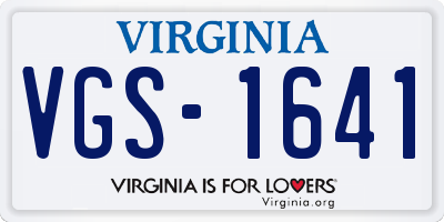 VA license plate VGS1641