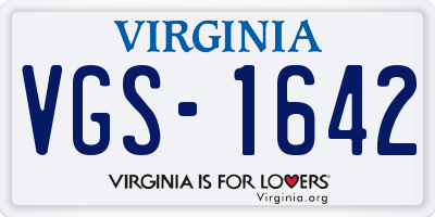 VA license plate VGS1642