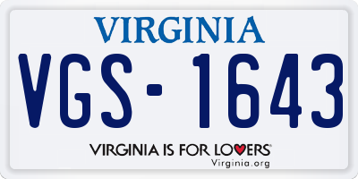 VA license plate VGS1643