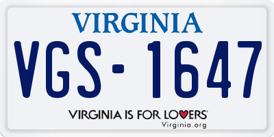 VA license plate VGS1647