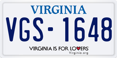 VA license plate VGS1648