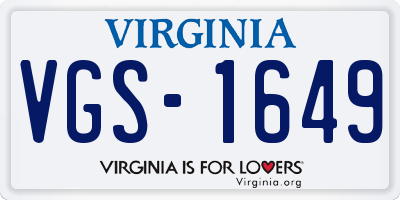 VA license plate VGS1649