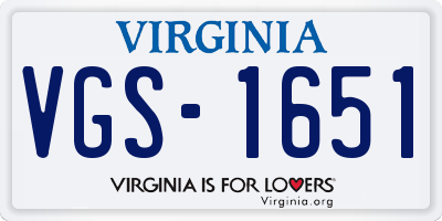 VA license plate VGS1651