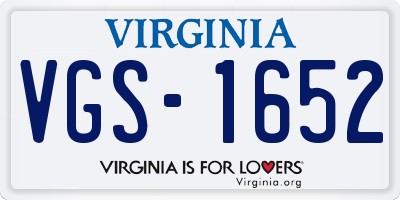 VA license plate VGS1652