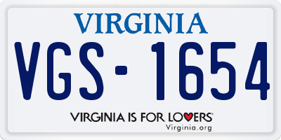 VA license plate VGS1654