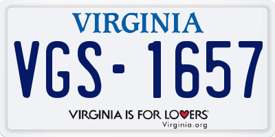 VA license plate VGS1657