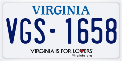 VA license plate VGS1658