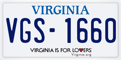 VA license plate VGS1660