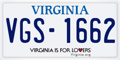 VA license plate VGS1662
