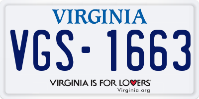 VA license plate VGS1663