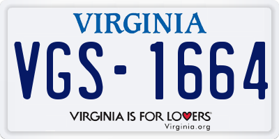 VA license plate VGS1664