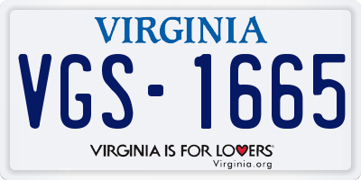 VA license plate VGS1665