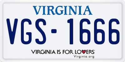 VA license plate VGS1666