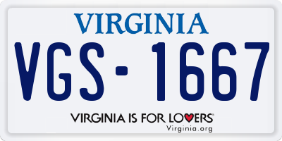 VA license plate VGS1667