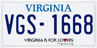 VA license plate VGS1668