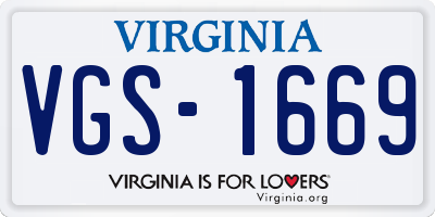 VA license plate VGS1669