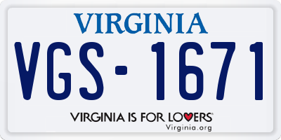 VA license plate VGS1671