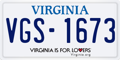 VA license plate VGS1673