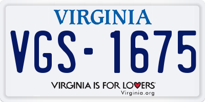 VA license plate VGS1675