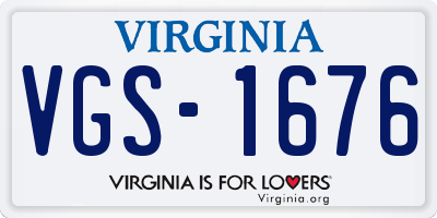 VA license plate VGS1676