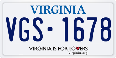 VA license plate VGS1678