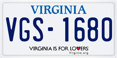 VA license plate VGS1680