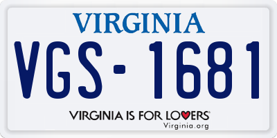 VA license plate VGS1681