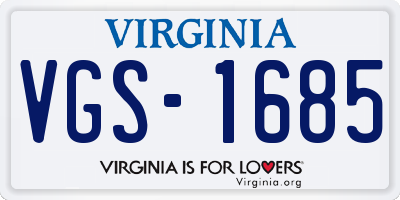 VA license plate VGS1685