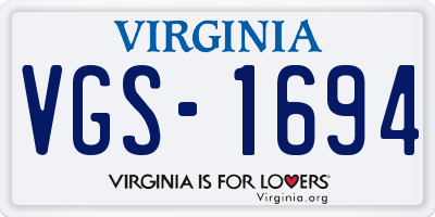 VA license plate VGS1694