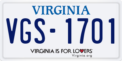 VA license plate VGS1701