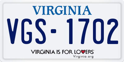 VA license plate VGS1702