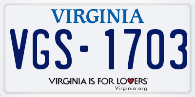 VA license plate VGS1703