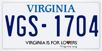 VA license plate VGS1704