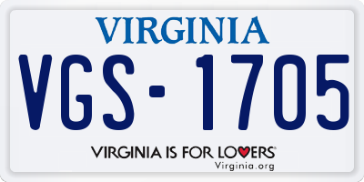 VA license plate VGS1705