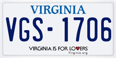 VA license plate VGS1706