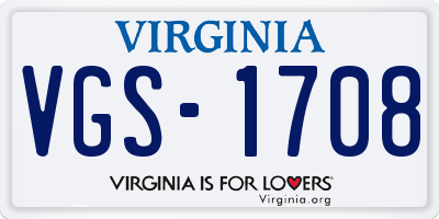 VA license plate VGS1708