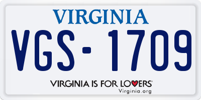 VA license plate VGS1709
