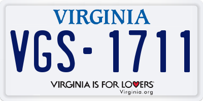 VA license plate VGS1711