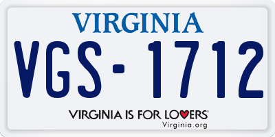 VA license plate VGS1712