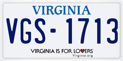 VA license plate VGS1713