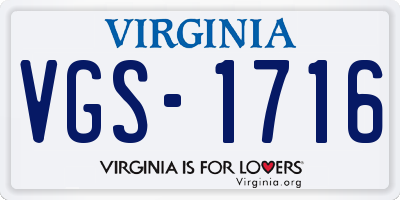 VA license plate VGS1716