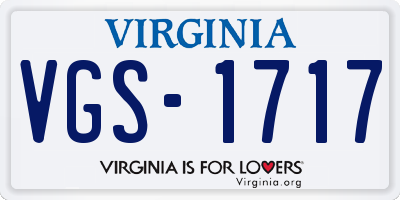 VA license plate VGS1717
