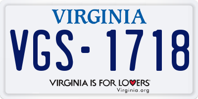 VA license plate VGS1718