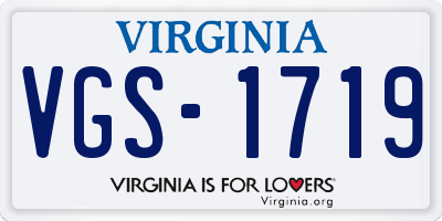 VA license plate VGS1719