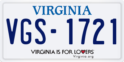 VA license plate VGS1721