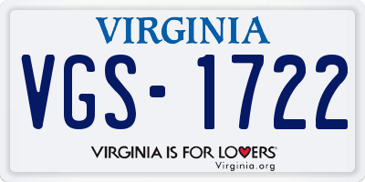 VA license plate VGS1722