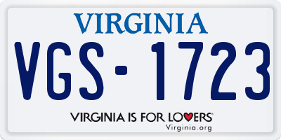 VA license plate VGS1723