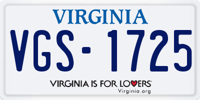 VA license plate VGS1725